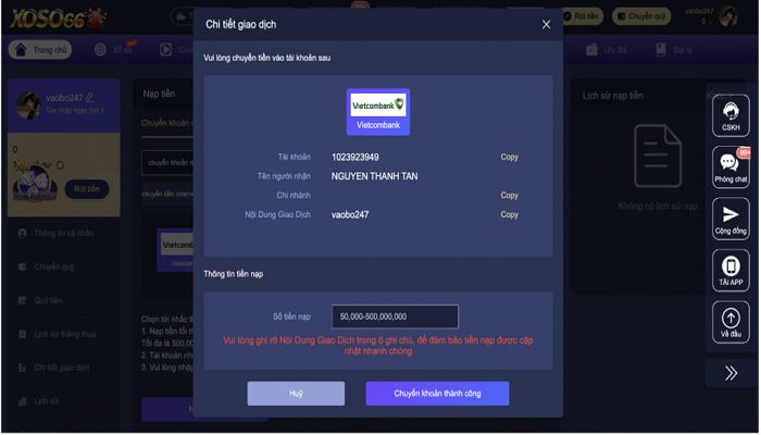 Nạp tiền Xoso66